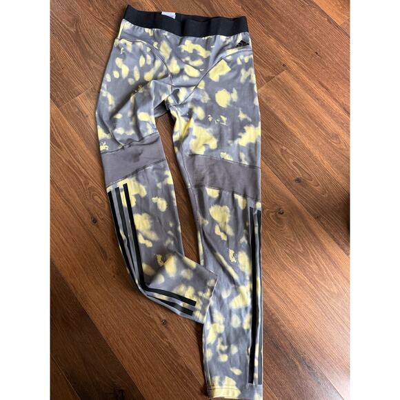 ADIDAS Women's HyperGlam Printed 7/8 Tight Leggings Trace/Yellow SIZE: Med - Picture 2 of 11